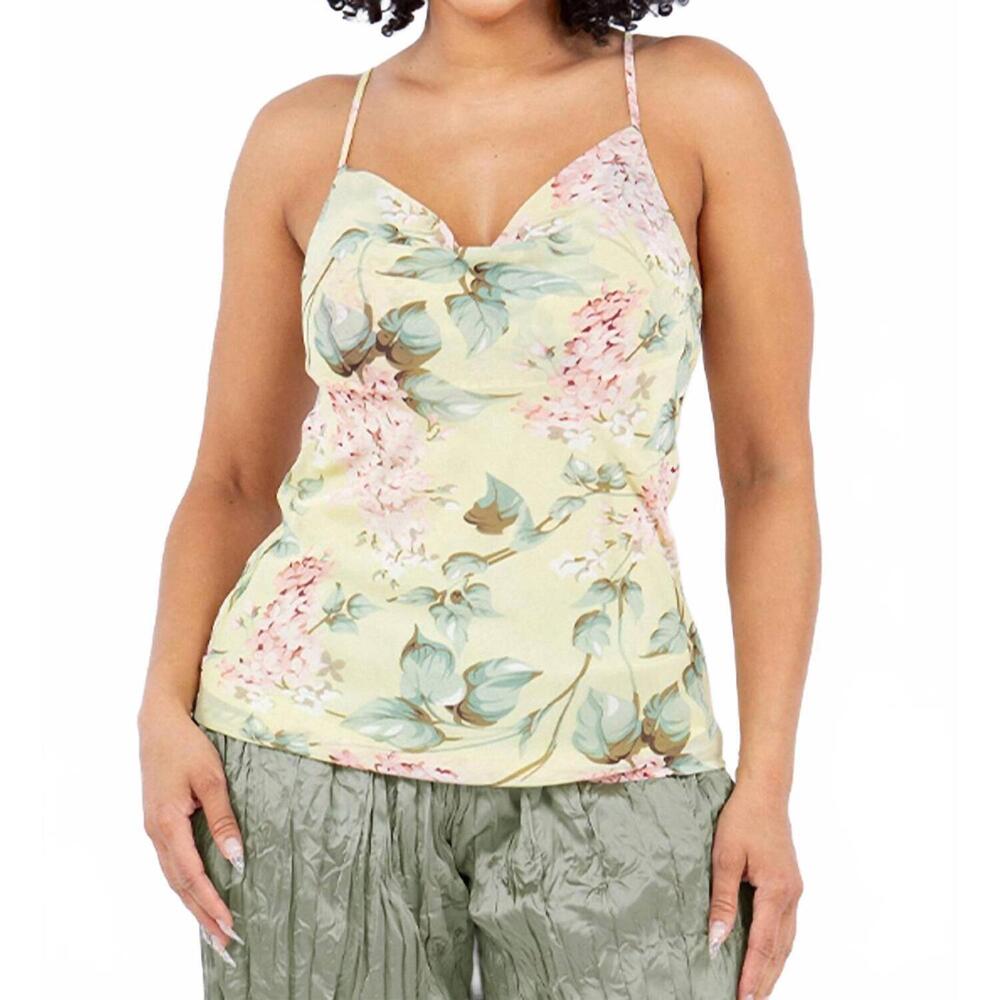 NEW PAPARAZZI georgette floral cami tank top in yellow